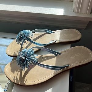Garnet Hill Light Blue Leather Sandals Made in Italy